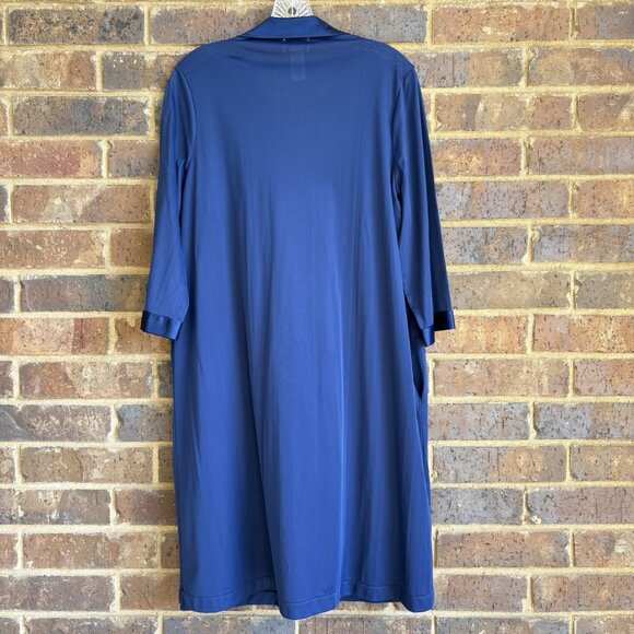 VTG Vanity Fair Nightgown Size M Navy Blue Nylon Button Lightweight One Pocket - Picture 6 of 7